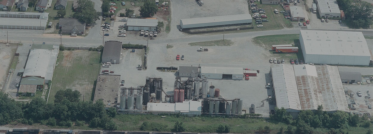 An overhead view of the SEACO Facility and trucks.