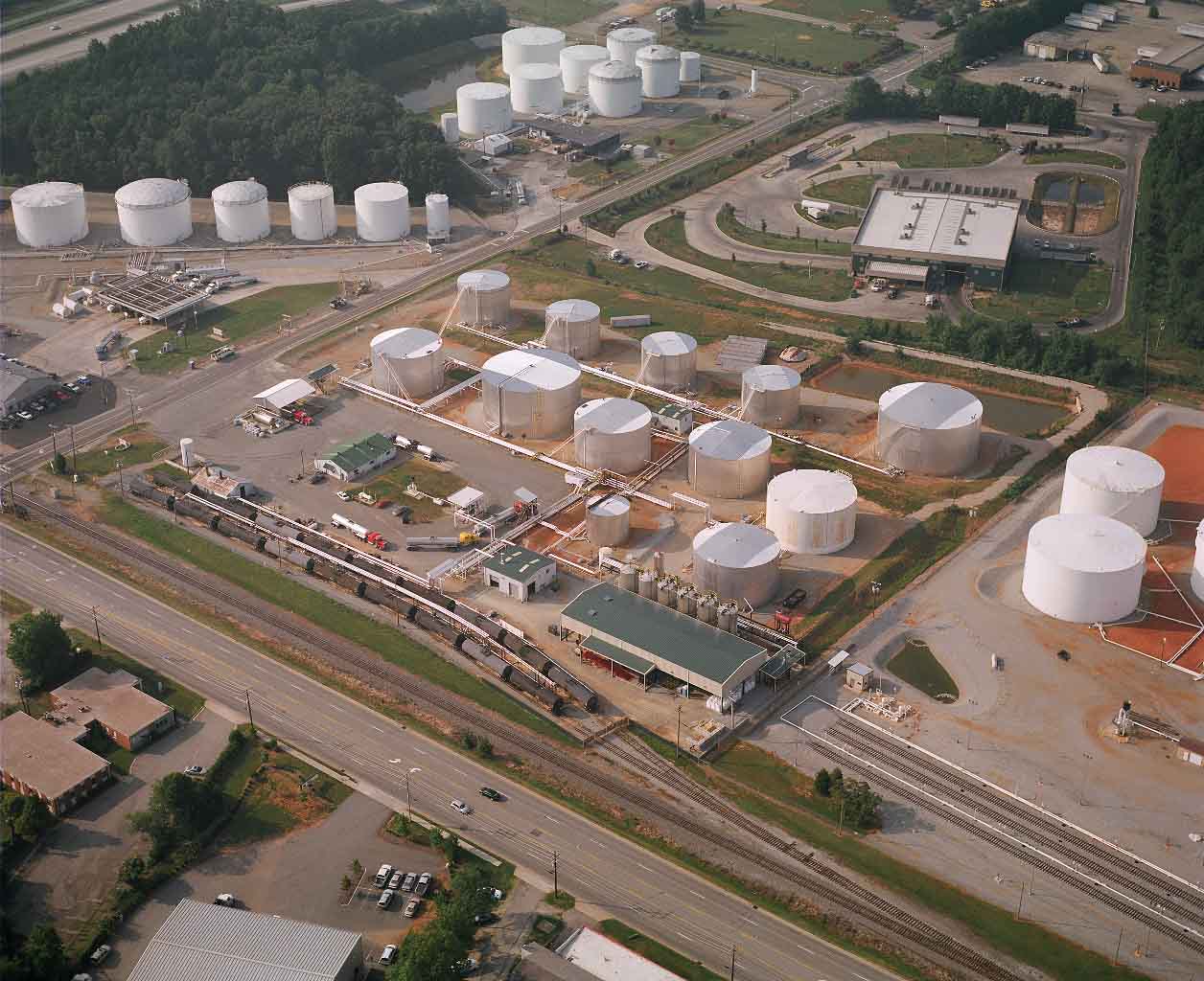 An aerial view of Associated Asphalt's Greensboro Terminal in North Carolina.